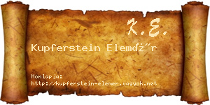 Kupferstein Elemér névjegykártya